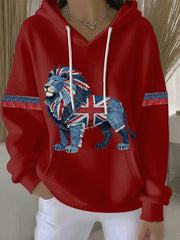 Britischer Damen-Hoodie mit Denim-Print