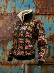 Women's Vintage England Flag Lion Printed Sweatshirt