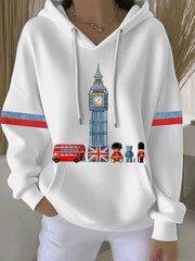Damen-Hoodie im britischen Stil mit Print, lässig und bequem