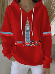 Damen-Hoodie im britischen Stil mit Print, lässig und bequem