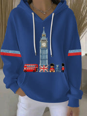 Damen-Hoodie im britischen Stil mit Print, lässig und bequem