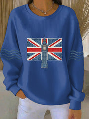 Women's British style Print Casual Sweatshirt