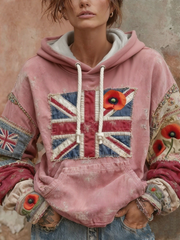 Damen-Hoodie mit Mohnblumenmuster zum britischen Gedenktag