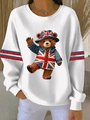 Damen-Sweatshirt im britischen Stil mit Print, lässig und bequem