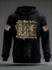 Men's Vintage England Flag Lion Printed Hoodie