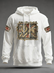 Men's Vintage England Flag Lion Printed Hoodie