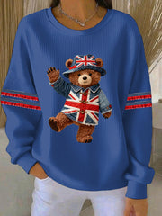 Damen-Sweatshirt im britischen Stil mit Print, lässig und bequem