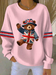 Damen-Sweatshirt im britischen Stil mit Print, lässig und bequem
