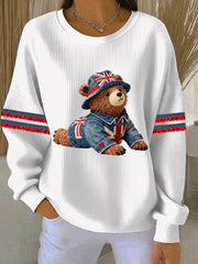 Damen-Sweatshirt im britischen Stil mit Print, lässig und bequem