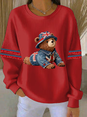 Damen-Sweatshirt im britischen Stil mit Print, lässig und bequem