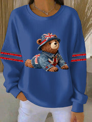 Damen-Sweatshirt im britischen Stil mit Print, lässig und bequem