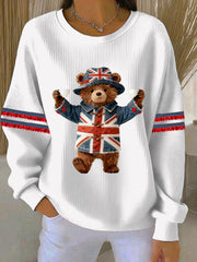 Damen-Sweatshirt im britischen Stil mit Print, lässig und bequem