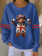 Damen-Sweatshirt im britischen Stil mit Print, lässig und bequem