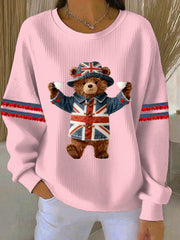 Damen-Sweatshirt im britischen Stil mit Print, lässig und bequem