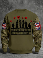 Herren-Sweatshirt mit Rundhalsausschnitt zum Gedenktag „Lest We Forget“