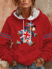 Damen-Hoodie im britischen Stil mit Print, lässig und bequem