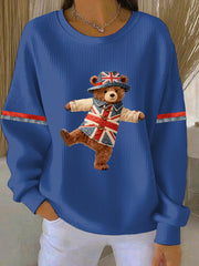 Damen-Sweatshirt im britischen Stil mit Print, lässig und bequem