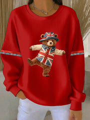 Damen-Sweatshirt im britischen Stil mit Print, lässig und bequem
