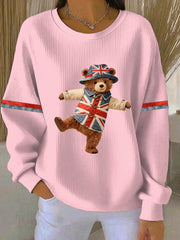 Damen-Sweatshirt im britischen Stil mit Print, lässig und bequem