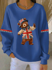 Damen-Sweatshirt im britischen Stil mit Print, lässig und bequem