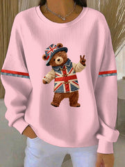 Damen-Sweatshirt im britischen Stil mit Print, lässig und bequem