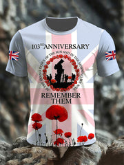 Herren-T-Shirt mit dem Aufdruck „Lest We Forget“ (Kurzarm)