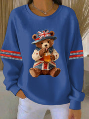 Damen-Sweatshirt im britischen Stil mit Print, lässig und bequem