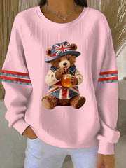 Damen-Sweatshirt im britischen Stil mit Print, lässig und bequem