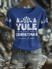 Damen-T-Shirt mit Stonehenge-Weihnachtsmotiv und Sonnenwende-Aufdruck (UK)