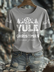 Damen-T-Shirt mit Stonehenge-Weihnachtsmotiv und Sonnenwende-Aufdruck (UK)