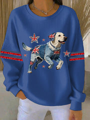 Lässiges Damen-Sweatshirt im britischen Stil mit Labrador-Print