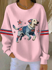 Lässiges Damen-Sweatshirt im britischen Stil mit Labrador-Print