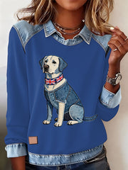Britischer Damen-Freizeittop mit Labrador-Print