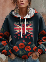 Damen-Hoodie mit Mohnblumenmuster zum Gedenktag