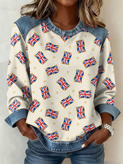 Damen-Sweatshirt im britischen Patchwork-Stil