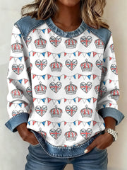 Damen-Sweatshirt im britischen Patchwork-Stil