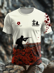 Herren-T-Shirt mit Aufdruck „Lest We Forget“ und kurzen Ärmeln