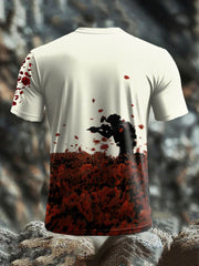 Herren-T-Shirt mit Aufdruck „Lest We Forget“ und kurzen Ärmeln