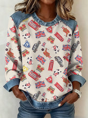 Damen-Sweatshirt im britischen Patchwork-Stil