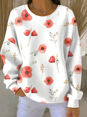 Damen-Sweatshirt mit Mohnblumenmuster zum Gedenktag