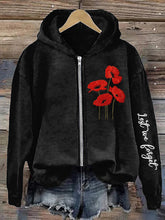 Damen-Kapuzenjacke mit Mohnblumenmuster zum Gedenktag