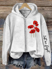 Damen-Kapuzenjacke mit Mohnblumenmuster zum Gedenktag