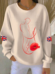 Damen-Sweatshirt mit geripptem Rundhalsausschnitt zum Gedenktag „Damit wir nicht vergessen“.