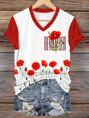 Damen-T-Shirt mit Mohnblumenmuster zum Gedenktag