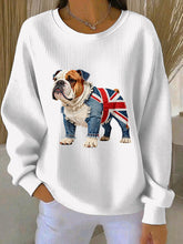 Damen-Sweatshirt im britischen Stil mit Bulldoggen-Print