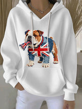 Lässiger Damen-Hoodie im britischen Stil mit Bulldoggen-Print