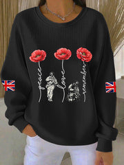 Damen-Sweatshirt mit geripptem Rundhalsausschnitt zum Gedenktag „Damit wir nicht vergessen“.