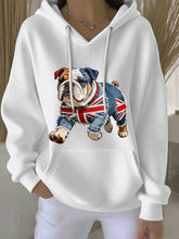 Lässiger Damen-Hoodie im britischen Stil mit Bulldoggen-Print