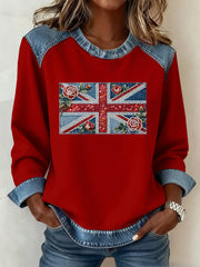 Damen-Sweatshirt im britischen Patchwork-Stil