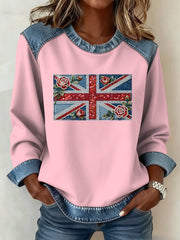 Damen-Sweatshirt im britischen Patchwork-Stil